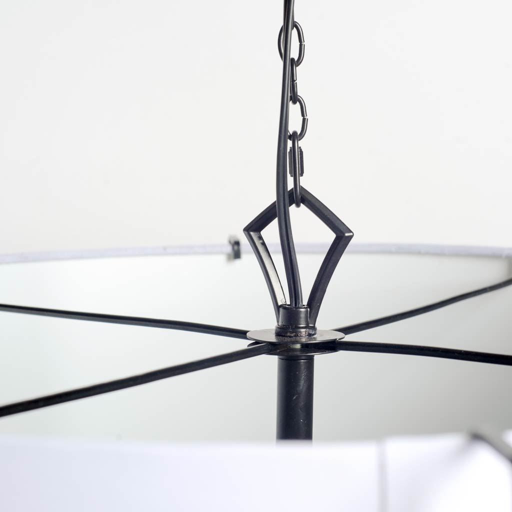 Brasseur I (26"x15") Charcoal Black Metal Fish Scale Three Bulb Chandelier from Mercana - Luna Furniture