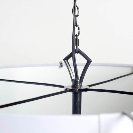 Brasseur I (26"x15") Charcoal Black Metal Fish Scale Three Bulb Chandelier from Mercana - Luna Furniture
