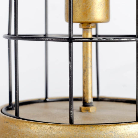 Carkner I (38"H) Gun-Metal Grey Cylindrical Metal Cage Table Lamp from Mercana - Luna Furniture