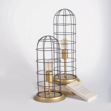 Carkner I (38"H) Gun-Metal Grey Cylindrical Metal Cage Table Lamp from Mercana - Luna Furniture