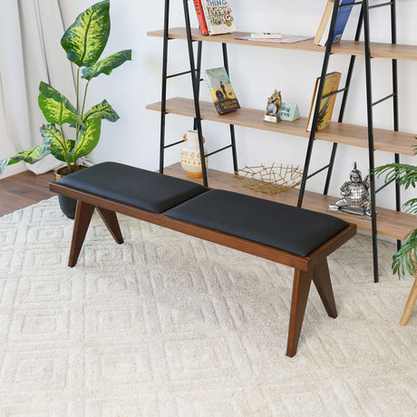 Keira Black Vegan Leather Bench from Ashcroft Furniture - Luna Furniture