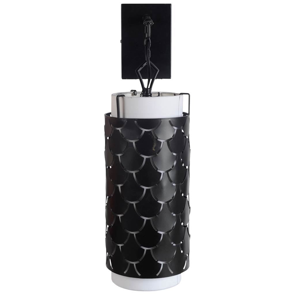 Brasseur III 10.5x22 Black Toned Metal Fish Scale Wall Sconce from Mercana - Luna Furniture