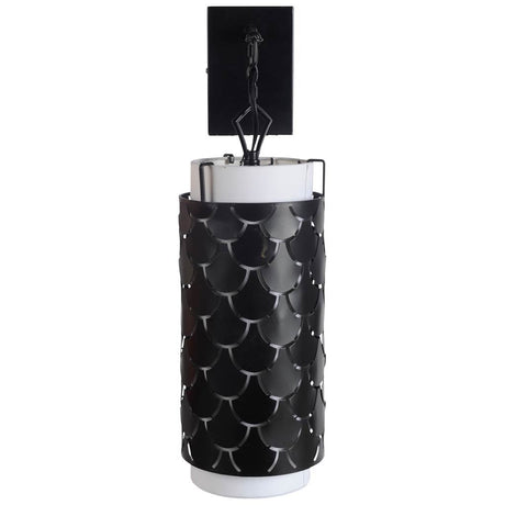 Brasseur III 10.5x22 Black Toned Metal Fish Scale Wall Sconce from Mercana - Luna Furniture