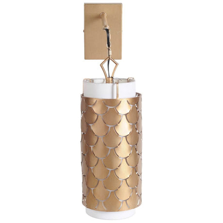 Brasseur IV 10.5x22 Gold Toned Metal Fish Scale Wall Sconce from Mercana - Luna Furniture