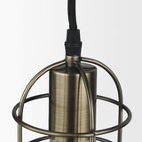 Hines I 4x8 Antiqued-Brass Metal Cage Pendant Light from Mercana - Luna Furniture