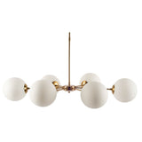 Lahey (28.3"Lx 44"Wx21"H) Gold Multi-Arm w/ Frosted Glass Globe Six Bulb Chandelier from Mercana - Luna Furniture