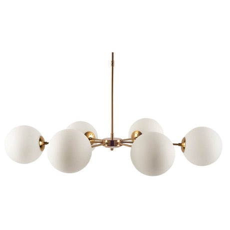 Lahey (28.3"Lx 44"Wx21"H) Gold Multi-Arm w/ Frosted Glass Globe Six Bulb Chandelier from Mercana - Luna Furniture