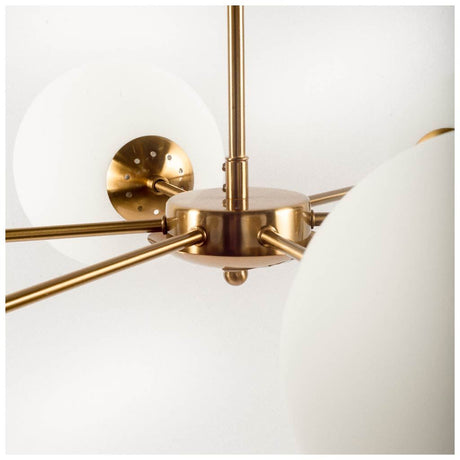 Lahey (28.3"Lx 44"Wx21"H) Gold Multi-Arm w/ Frosted Glass Globe Six Bulb Chandelier from Mercana - Luna Furniture