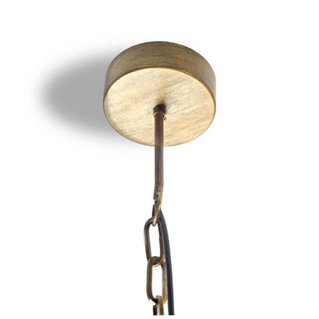 Pendra (26"x23") Gold Metal Whitewashed Wooden Bead Three Bulb Chandelier from Mercana - Luna Furniture