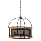 Penhill (25"x24") Black and Wooden Three Bulb Chandelier from Mercana - Luna Furniture