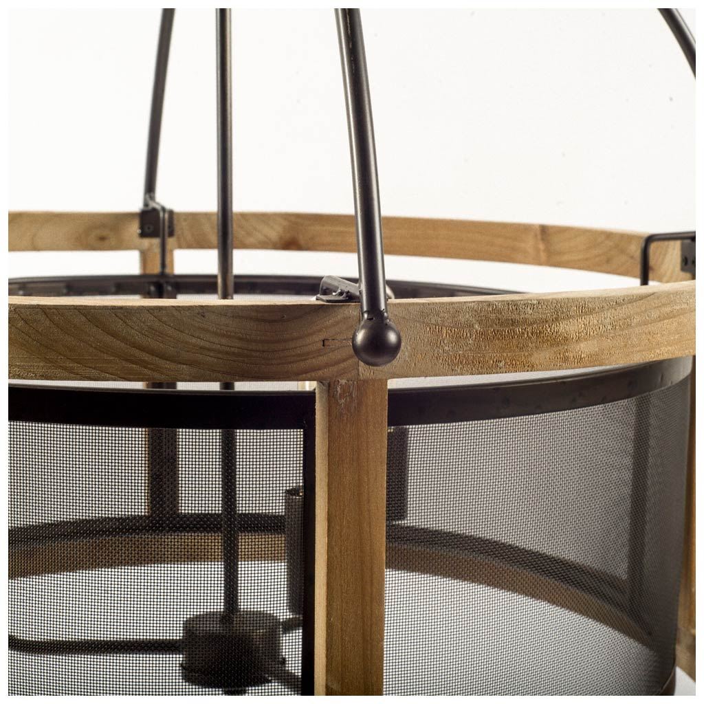 Penhill (25"x24") Black and Wooden Three Bulb Chandelier from Mercana - Luna Furniture