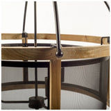 Penhill (25"x24") Black and Wooden Three Bulb Chandelier from Mercana - Luna Furniture