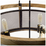 Penhill (25"x24") Black and Wooden Three Bulb Chandelier from Mercana - Luna Furniture