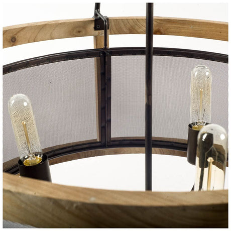 Penhill (25"x24") Black and Wooden Three Bulb Chandelier from Mercana - Luna Furniture