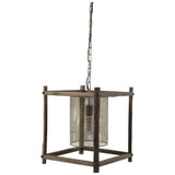 Keppler 16L x 16W x 18.3H Perforated Metal and Wood Pendant Light from Mercana - Luna Furniture