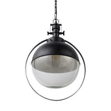 Leighton II 15x20 Black Metal Spherical Pendant Light from Mercana - Luna Furniture