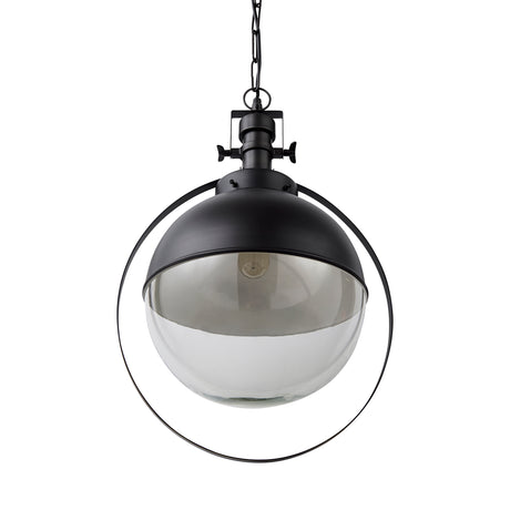 Leighton II 15x20 Black Metal Spherical Pendant Light from Mercana - Luna Furniture