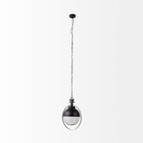Leighton II 15x20 Black Metal Spherical Pendant Light from Mercana - Luna Furniture