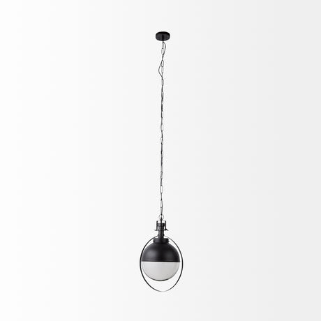 Leighton II 15x20 Black Metal Spherical Pendant Light from Mercana - Luna Furniture
