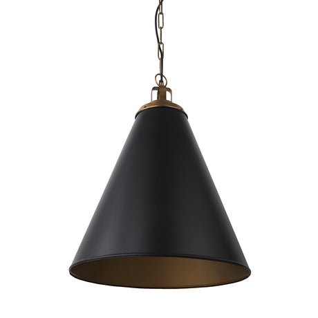 Fenton 18.0L x 18.0W x 23.0H Black W/Antiqued Gold Accents Pendant Light from Mercana - Luna Furniture