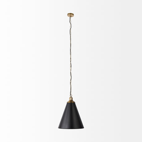 Fenton 18.0L x 18.0W x 23.0H Black W/Antiqued Gold Accents Pendant Light from Mercana - Luna Furniture