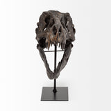 Jurassic 6L x 10W Brown Resin Tyrannosaurus Skull Replica from Mercana - Luna Furniture