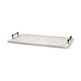 Alfred 35L x 16W Natural Wooden Herringbone Rectangular Tray from Mercana - Luna Furniture
