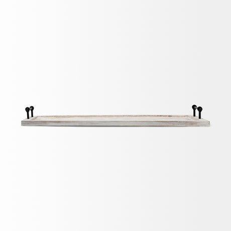 Alfred 35L x 16W Natural Wooden Herringbone Rectangular Tray from Mercana - Luna Furniture