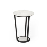 Bombola I (Small) 15L x 15W White Round Marble Top W/Black Metal Frame Accent Table from Mercana - Luna Furniture