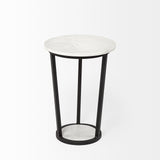 Bombola I (Small) 15L x 15W White Round Marble Top W/Black Metal Frame Accent Table from Mercana - Luna Furniture
