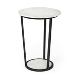 Bombola II (Large) 18L x 18W White Round Marble Top W/Black Metal Frame Accent Table from Mercana - Luna Furniture