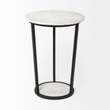 Bombola II (Large) 18L x 18W White Round Marble Top W/Black Metal Frame Accent Table from Mercana - Luna Furniture
