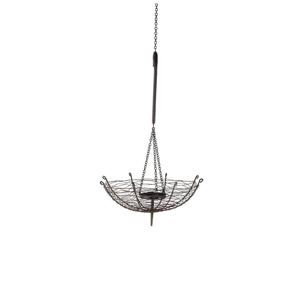 Rihanna I Small Black Metal Umbrella Candle Holder Lantern from Mercana - Luna Furniture