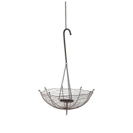 Rihanna II Medium Black Metal Umbrella Candle Holder Lantern from Mercana - Luna Furniture