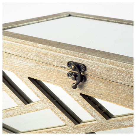 Tiffany (Set of 2) Off-White Wooden W/ Mirror Inlay Chevron Boxes from Mercana - Luna Furniture