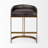 Hollyfield II Black Leather Seat Gold Metal Base Counter Stool from Mercana - Luna Furniture