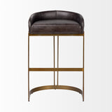 Hollyfield II Black Leather Seat Gold Metal Base Bar Stool from Mercana - Luna Furniture