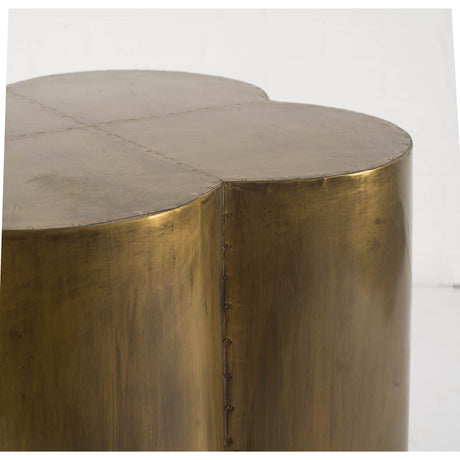 Quatrefoil 18L x 18W Gold Flower W/ Wooden Top Brass Cladding Accent Table from Mercana - Luna Furniture