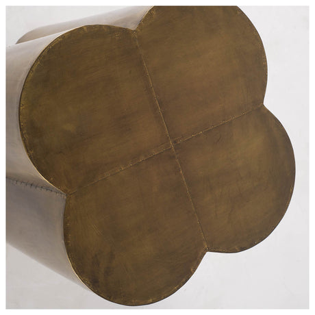 Quatrefoil 18L x 18W Gold Flower W/ Wooden Top Brass Cladding Accent Table from Mercana - Luna Furniture