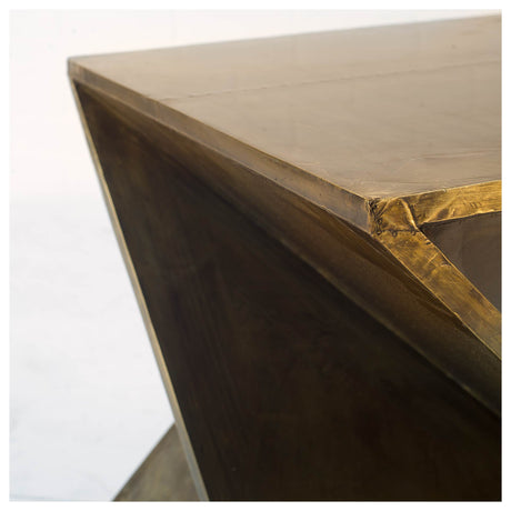 Zelda 20L x 20W Gold Metal-Cladded Z-Shaped Wooden Accent Table from Mercana - Luna Furniture
