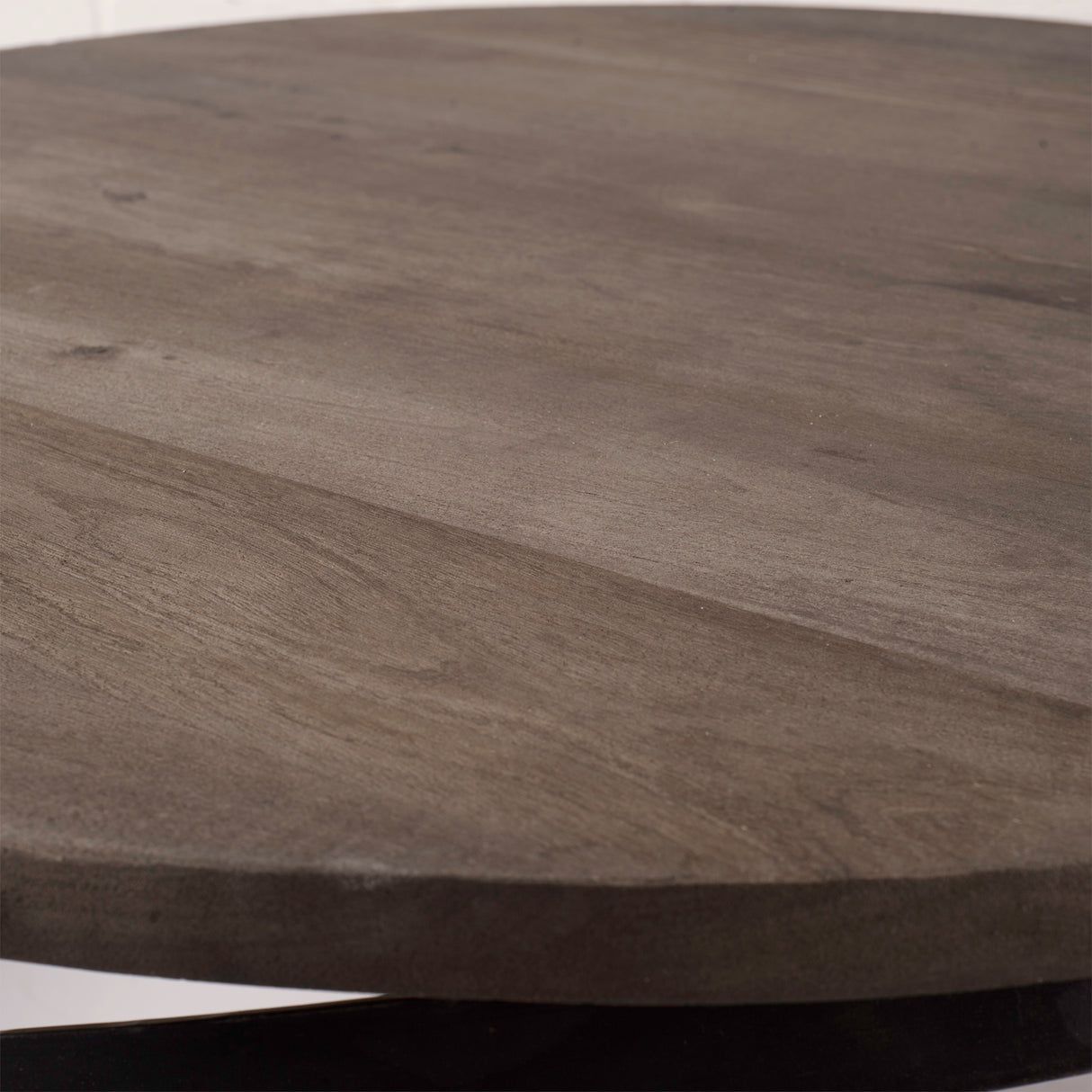 Triumph 40" Round Brown Solid Wood Top Black Metal Base Coffee Table from Mercana - Luna Furniture