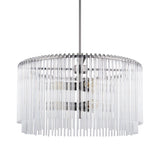 Anna (26"x14") Hanging Gun-Metal w/ Clear Glass Rods Six Bulb Chandelier from Mercana - Luna Furniture