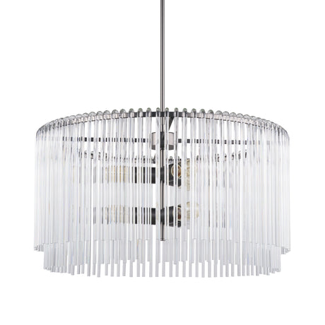 Anna (26"x14") Hanging Gun-Metal w/ Clear Glass Rods Six Bulb Chandelier from Mercana - Luna Furniture