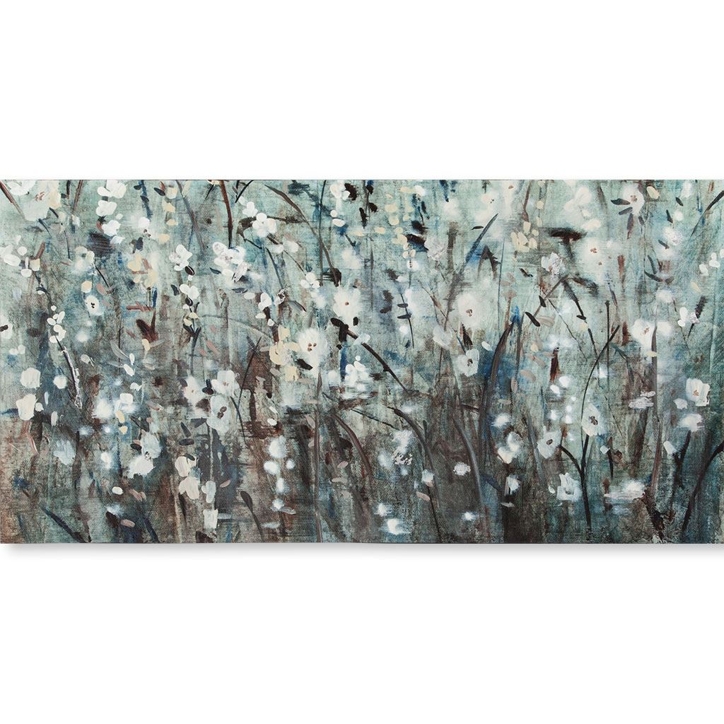 White Blooms with Navy II (MC) by Mercana Studio a Hand Embellished Textured Canvas from Mercana - Luna Furniture