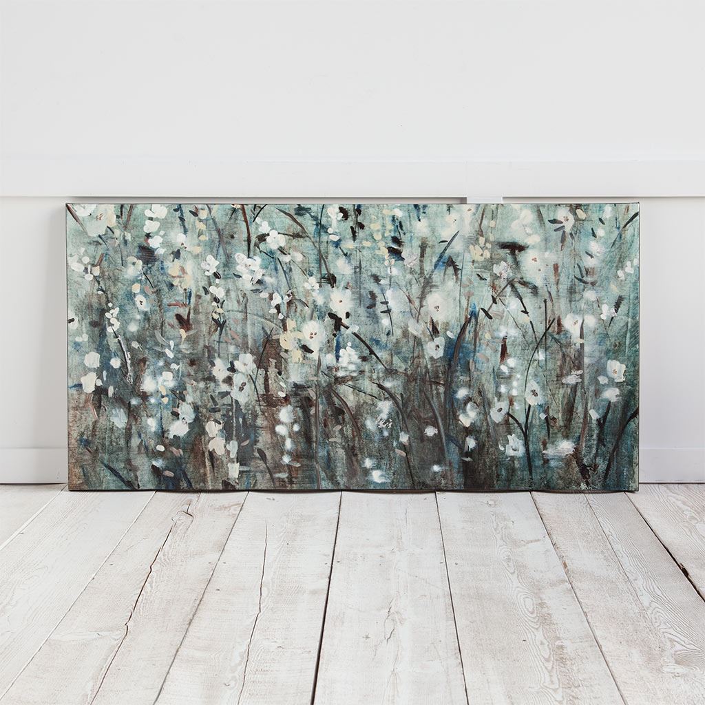 White Blooms with Navy II (MC) by Mercana Studio a Hand Embellished Textured Canvas from Mercana - Luna Furniture