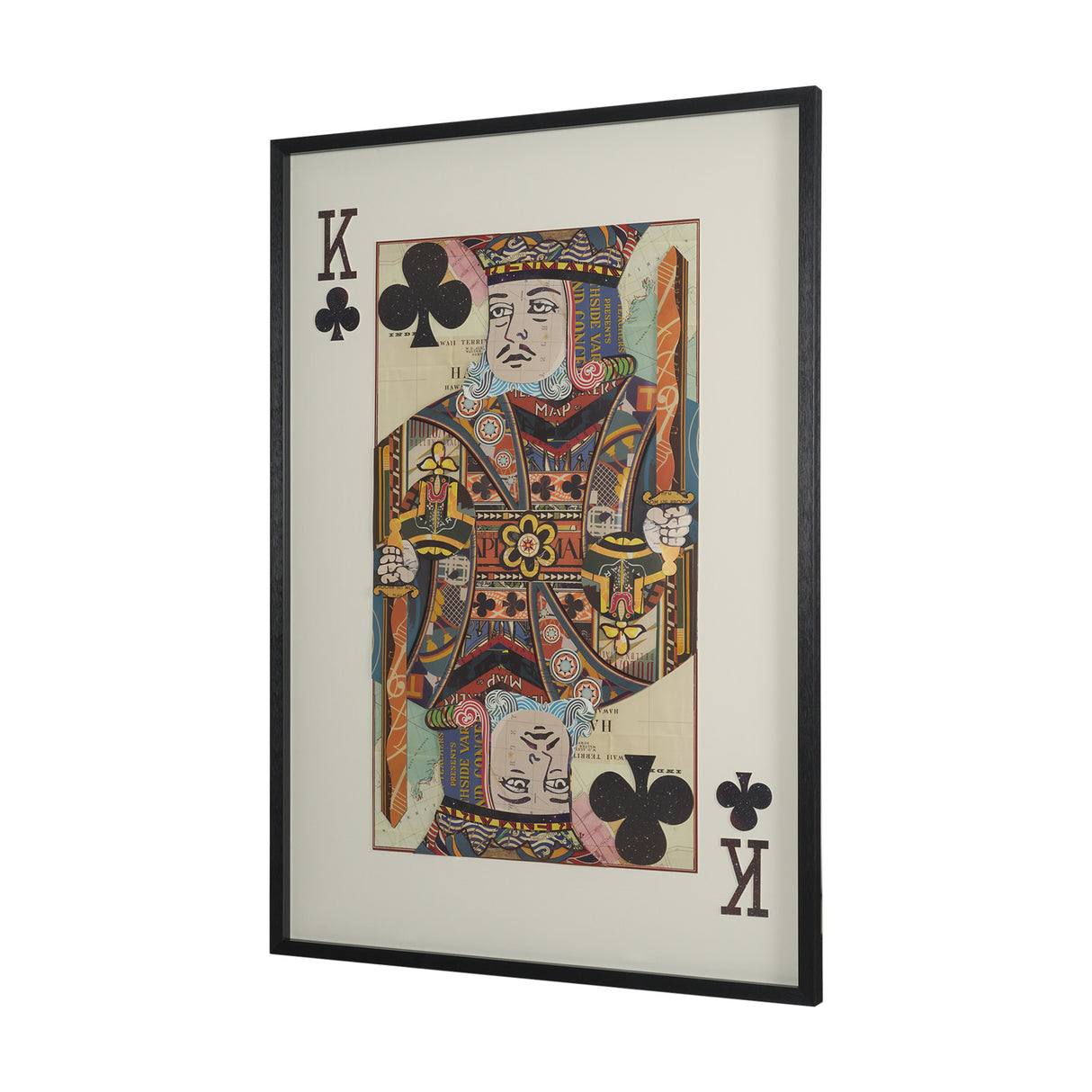 King of Clubs Playing Card a Paper Mosaic Collage Framed Art under Glass from Mercana - Luna Furniture