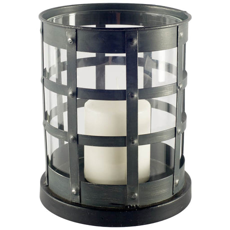 Oliver Black Metal/Glass Caged Table Candle Holder from Mercana - Luna Furniture