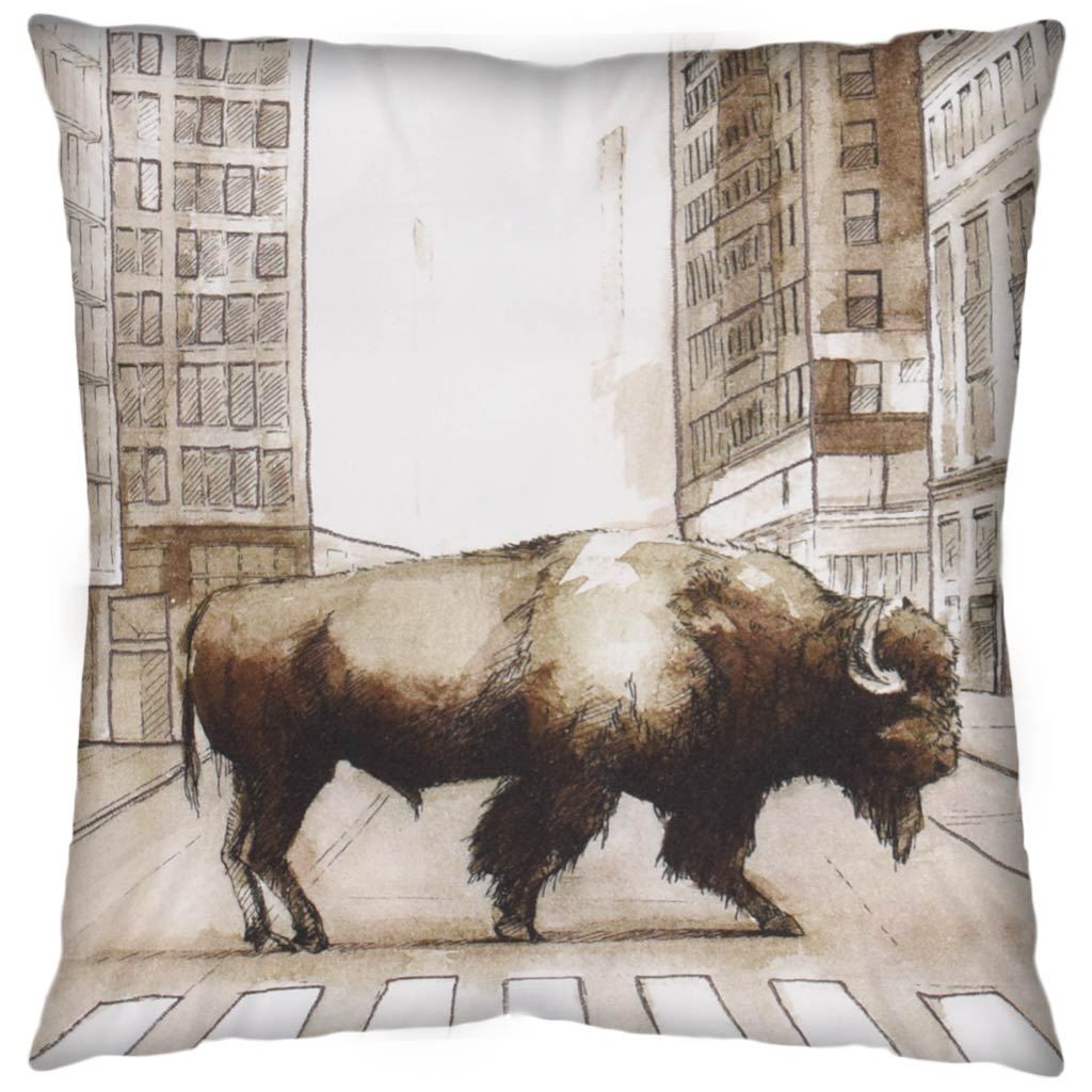 Northstreet II 18 x 18 Brown Bison City Crossing Decorative Pillow Cover from Mercana - Luna Furniture