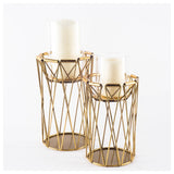 Othello II Short Antiqued Brass Metal Table Candle Holder from Mercana - Luna Furniture