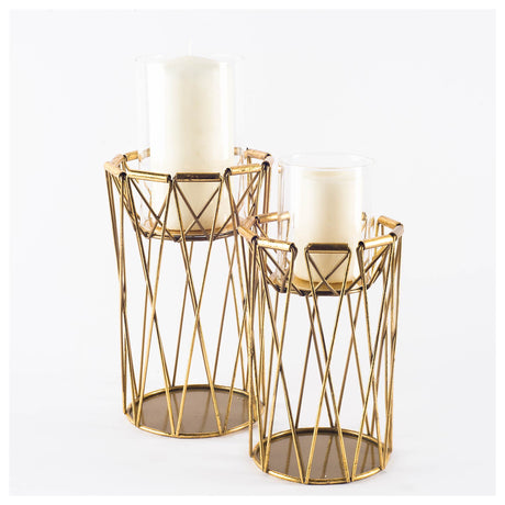 Othello I Tall Antiqued Brass Metal Table Candle Holder from Mercana - Luna Furniture